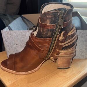Freebird Brown Leather Heeled Boots